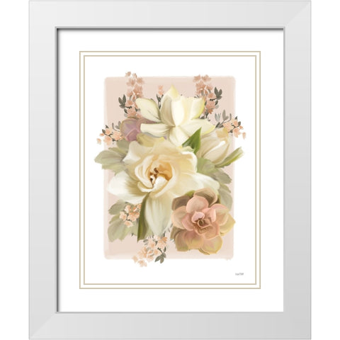 Spring Passion Bouquet White Modern Wood Framed Art Print with Double Matting by House Fenway