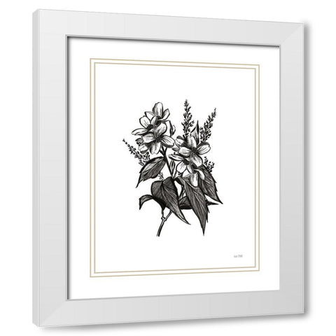 Pen and Ink Wildflower I White Modern Wood Framed Art Print with Double Matting by House Fenway