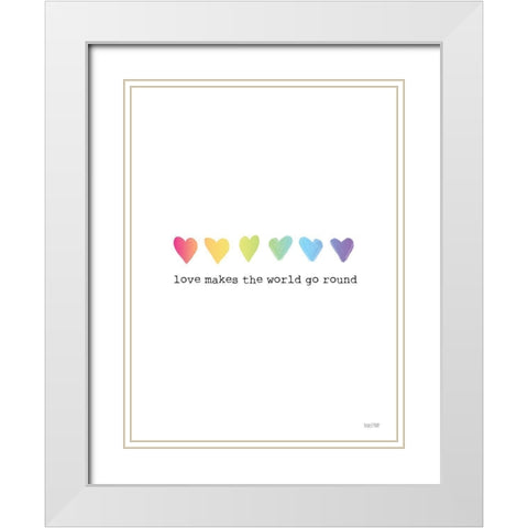 Love Makes the World Go Round White Modern Wood Framed Art Print with Double Matting by House Fenway