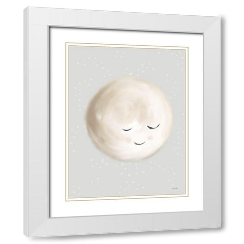 Happy Little Moon I   White Modern Wood Framed Art Print with Double Matting by House Fenway