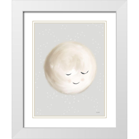 Happy Little Moon I   White Modern Wood Framed Art Print with Double Matting by House Fenway