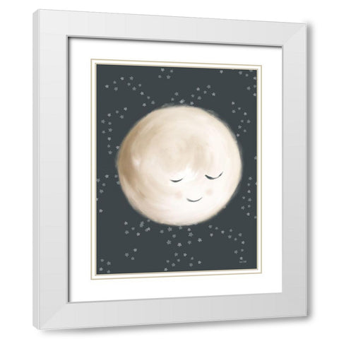 Happy Little Moon II   White Modern Wood Framed Art Print with Double Matting by House Fenway
