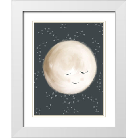 Happy Little Moon II   White Modern Wood Framed Art Print with Double Matting by House Fenway