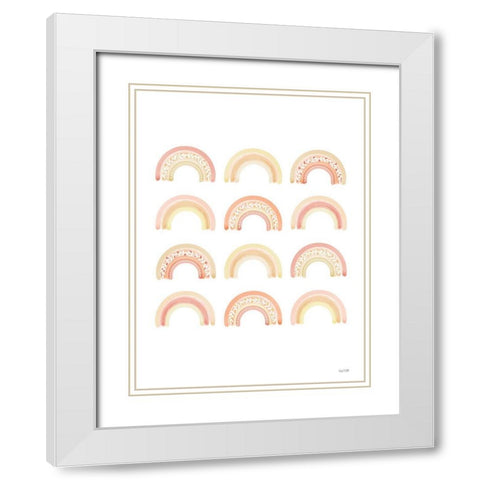 Follow Your Dreams Rainbows    White Modern Wood Framed Art Print with Double Matting by House Fenway