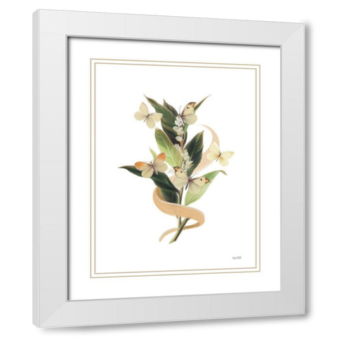 Wildflowers and Butterflies I White Modern Wood Framed Art Print with Double Matting by House Fenway
