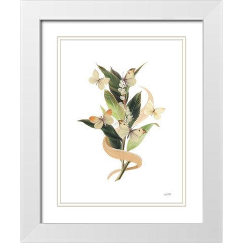 Wildflowers and Butterflies I White Modern Wood Framed Art Print with Double Matting by House Fenway