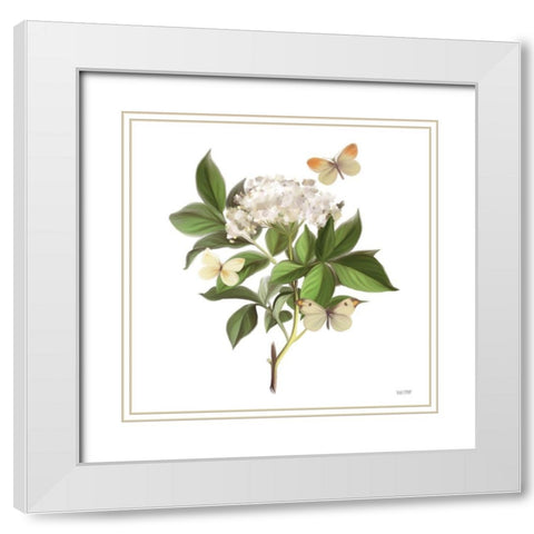 Wildflowers and Butterflies II White Modern Wood Framed Art Print with Double Matting by House Fenway