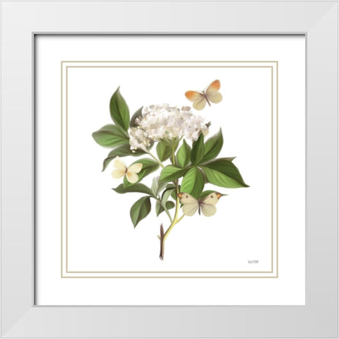 Wildflowers and Butterflies II White Modern Wood Framed Art Print with Double Matting by House Fenway