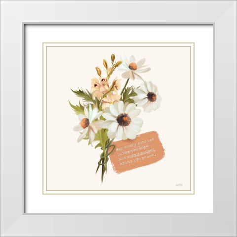 Sunrise Hope-Sunset Peace    White Modern Wood Framed Art Print with Double Matting by House Fenway