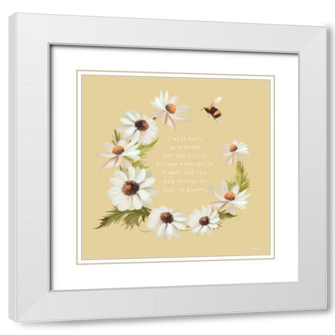 Gratitude for the Little Things     White Modern Wood Framed Art Print with Double Matting by House Fenway