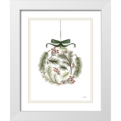 Evergreen Ornament II White Modern Wood Framed Art Print with Double Matting by House Fenway