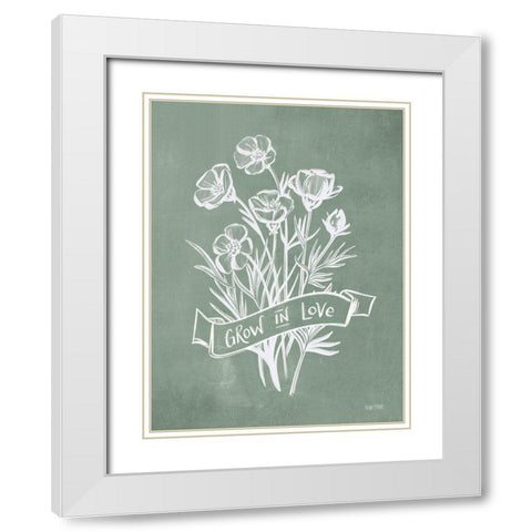 Grow in Love White Modern Wood Framed Art Print with Double Matting by House Fenway
