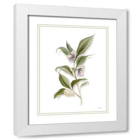 White Blossom Botanical White Modern Wood Framed Art Print with Double Matting by House Fenway