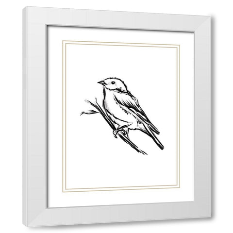 Songbird Sketch II White Modern Wood Framed Art Print with Double Matting by House Fenway