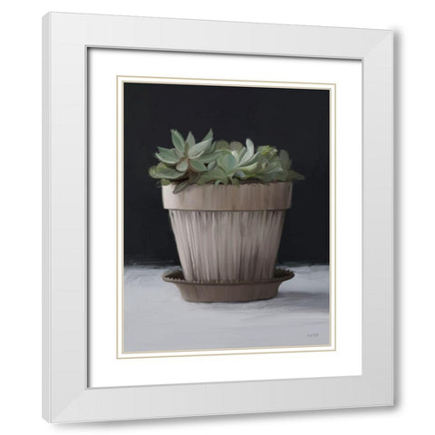 Farmhouse Succulent White Modern Wood Framed Art Print with Double Matting by House Fenway
