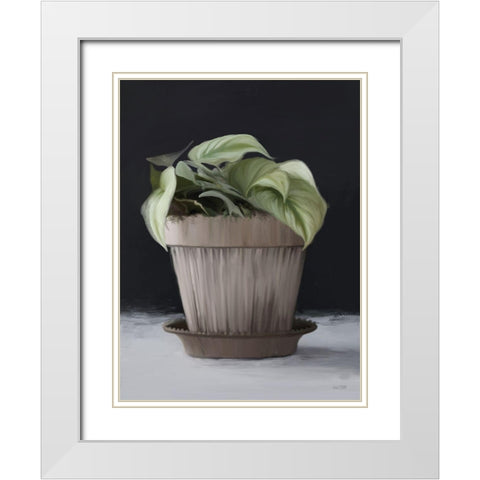 Farmhouse Philodendron White Modern Wood Framed Art Print with Double Matting by House Fenway