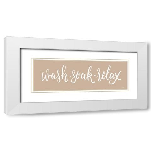 Wash, Soak, Relax White Modern Wood Framed Art Print with Double Matting by House Fenway