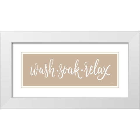 Wash, Soak, Relax White Modern Wood Framed Art Print with Double Matting by House Fenway