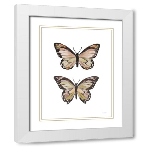 Summer Butterflies White Modern Wood Framed Art Print with Double Matting by House Fenway