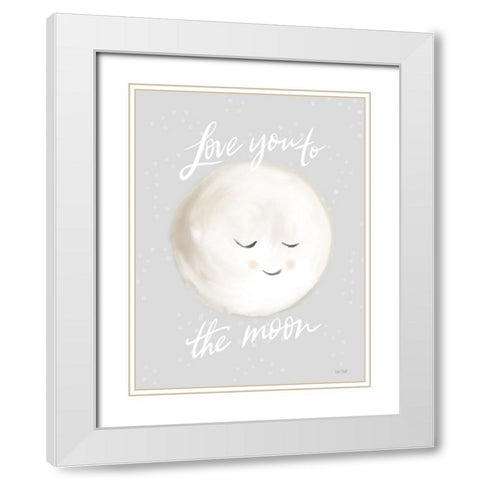 Love You to the Moon White Modern Wood Framed Art Print with Double Matting by House Fenway