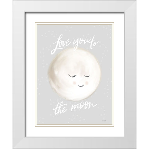 Love You to the Moon White Modern Wood Framed Art Print with Double Matting by House Fenway