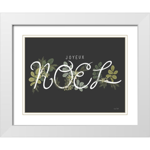 Joyeux Noel White Modern Wood Framed Art Print with Double Matting by House Fenway