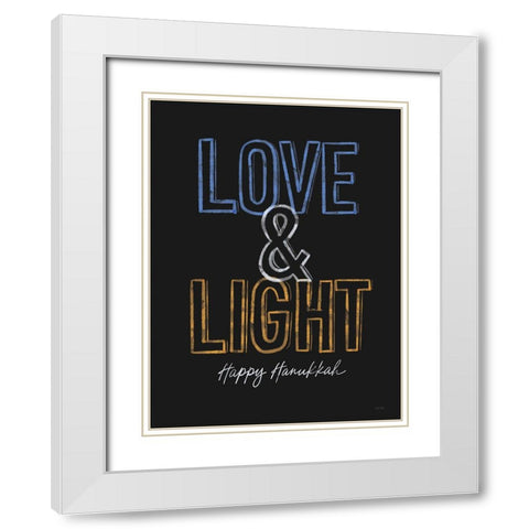 Love And Light Hanukkah White Modern Wood Framed Art Print with Double Matting by House Fenway