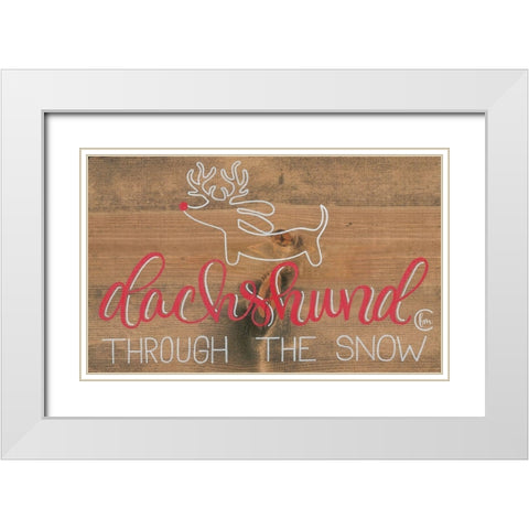 Dachshund in the Snow White Modern Wood Framed Art Print with Double Matting by Fearfully Made Creations