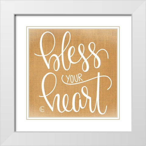 Bless Your Heart  White Modern Wood Framed Art Print with Double Matting by Fearfully Made Creations