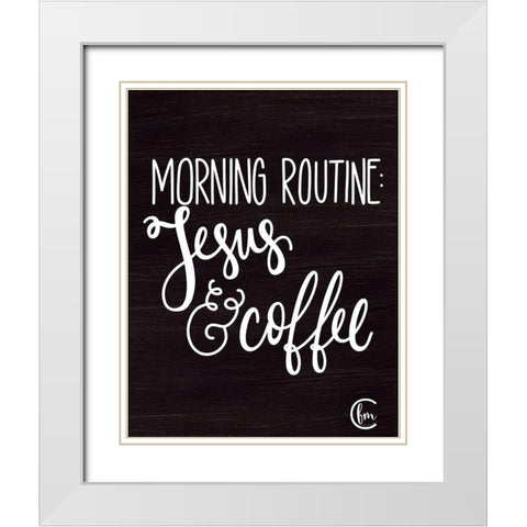 Morning Routine White Modern Wood Framed Art Print with Double Matting by Fearfully Made Creations