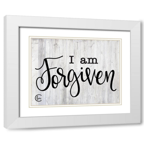 I am Forgiven White Modern Wood Framed Art Print with Double Matting by Fearfully Made Creations