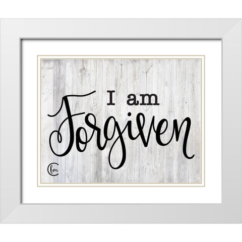 I am Forgiven White Modern Wood Framed Art Print with Double Matting by Fearfully Made Creations