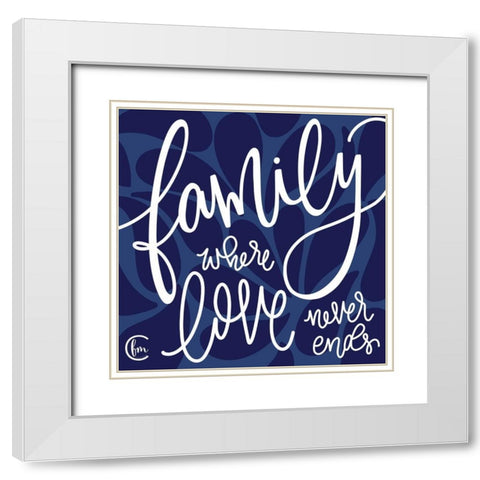 Love Never Ends White Modern Wood Framed Art Print with Double Matting by Fearfully Made Creations