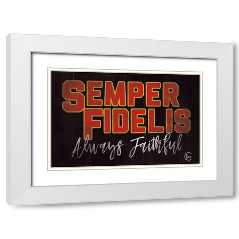 Semper Fidelis White Modern Wood Framed Art Print with Double Matting by Fearfully Made Creations