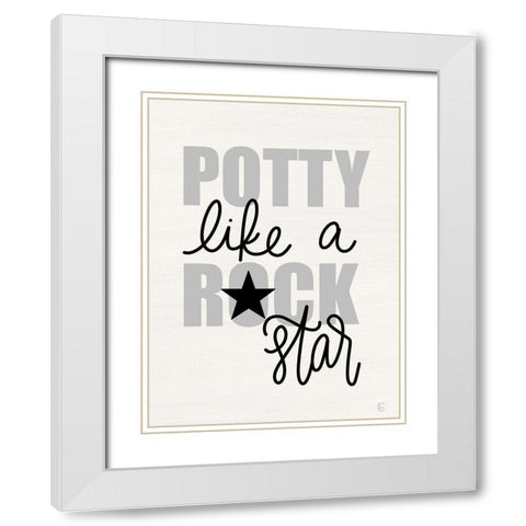 Potty Like a Rockstar White Modern Wood Framed Art Print with Double Matting by Fearfully Made Creations