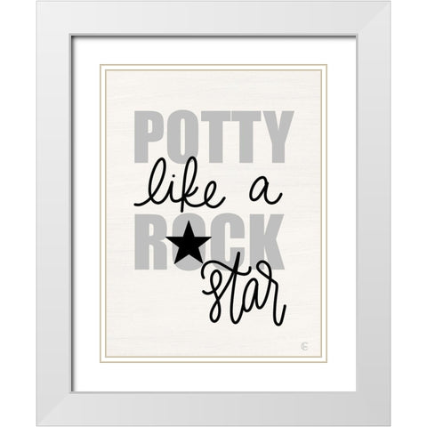 Potty Like a Rockstar White Modern Wood Framed Art Print with Double Matting by Fearfully Made Creations