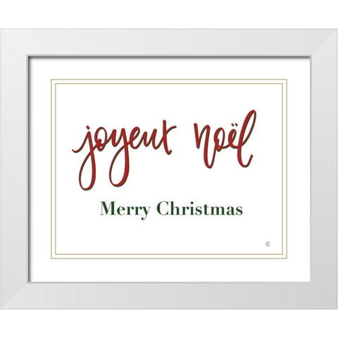 French Merry Christmas White Modern Wood Framed Art Print with Double Matting by Fearfully Made Creations