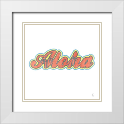 Aloha Retro White Modern Wood Framed Art Print with Double Matting by Fearfully Made Creations