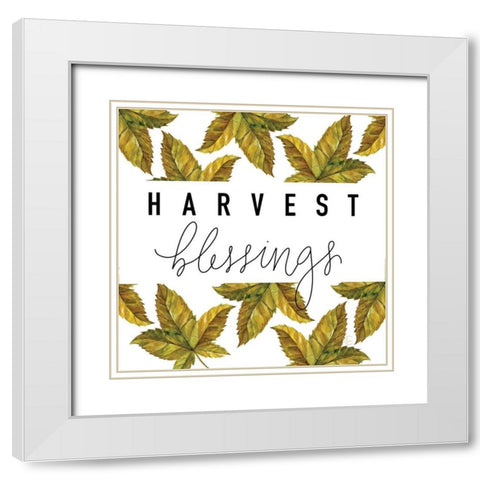 Harvest Blessings White Modern Wood Framed Art Print with Double Matting by Fearfully Made Creations