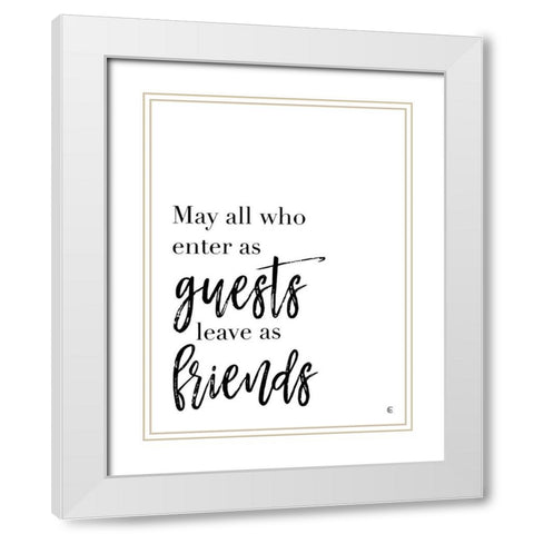 Guests and Friends White Modern Wood Framed Art Print with Double Matting by Fearfully Made Creations