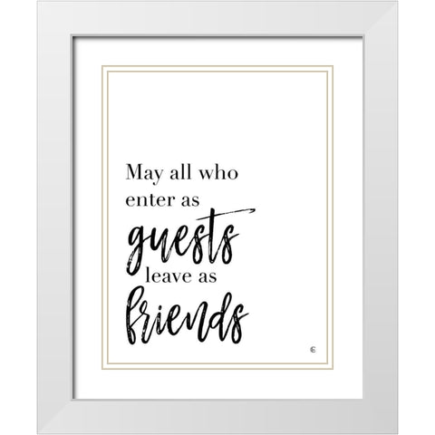 Guests and Friends White Modern Wood Framed Art Print with Double Matting by Fearfully Made Creations