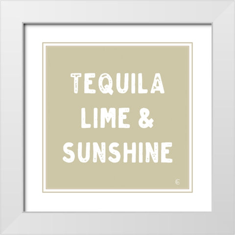 Tequila, Lime And Sunshine White Modern Wood Framed Art Print with Double Matting by Fearfully Made Creations