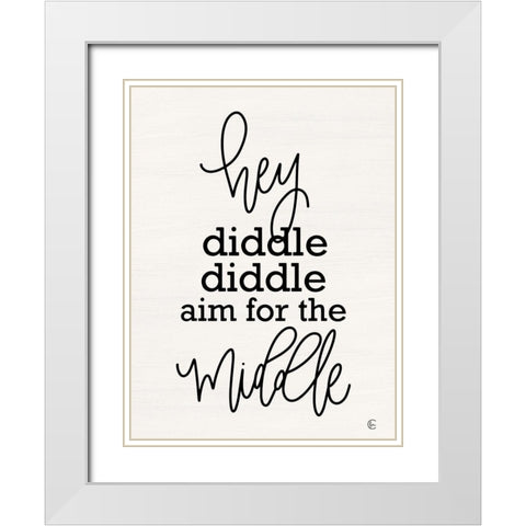 Aim for the Middle White Modern Wood Framed Art Print with Double Matting by Fearfully Made Creations