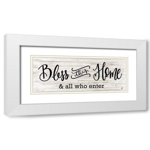 Bless This Home White Modern Wood Framed Art Print with Double Matting by Fearfully Made Creations