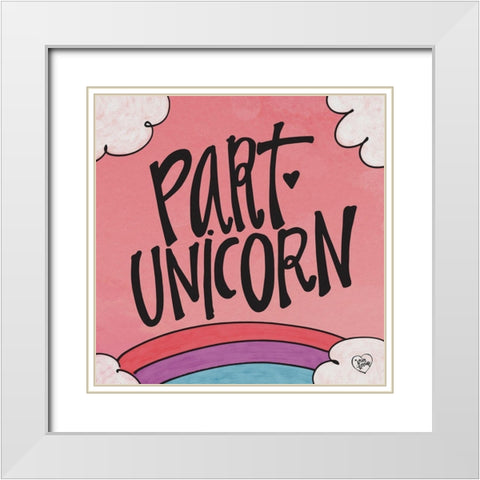 Part Unicorn White Modern Wood Framed Art Print with Double Matting by Barrett, Erin