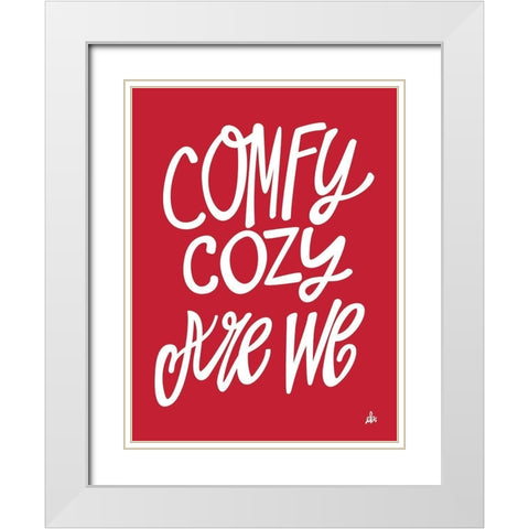 Comfy Cozy Are We    White Modern Wood Framed Art Print with Double Matting by Barrett, Erin