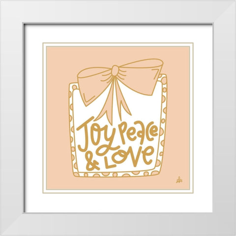 Joy Peace and Love    White Modern Wood Framed Art Print with Double Matting by Barrett, Erin