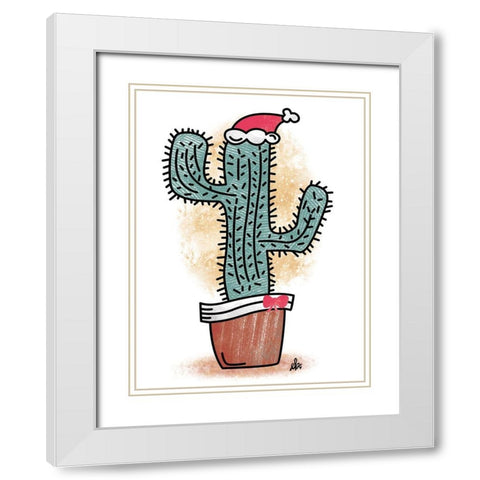 Feliz Navidad Cactus White Modern Wood Framed Art Print with Double Matting by Barrett, Erin
