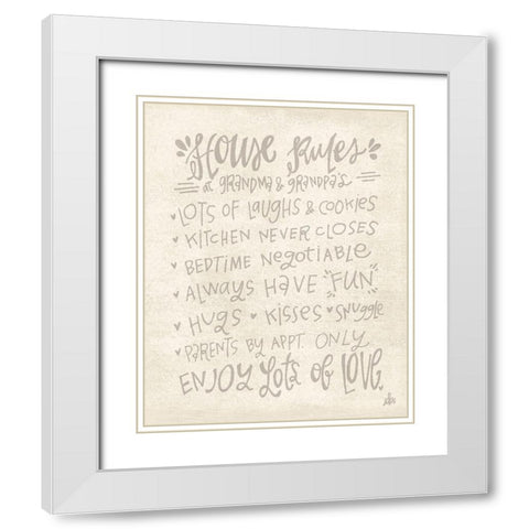 House Rules at Grandma and Grandpas White Modern Wood Framed Art Print with Double Matting by Barrett, Erin