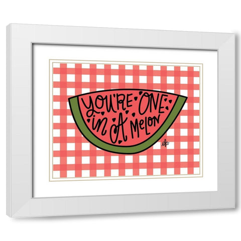 Youre One in a Melon White Modern Wood Framed Art Print with Double Matting by Barrett, Erin